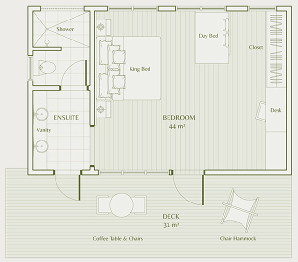Bedroom Pool & Spa Tub Villa Floor Plan